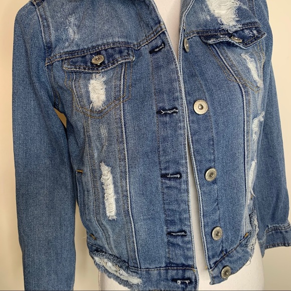DISTRESSED DESTROYED DENIM JEAN JACKET - Picture 7 of 13